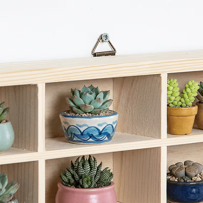 62-Compartment Wall-Mounted Wooden Display Shelf