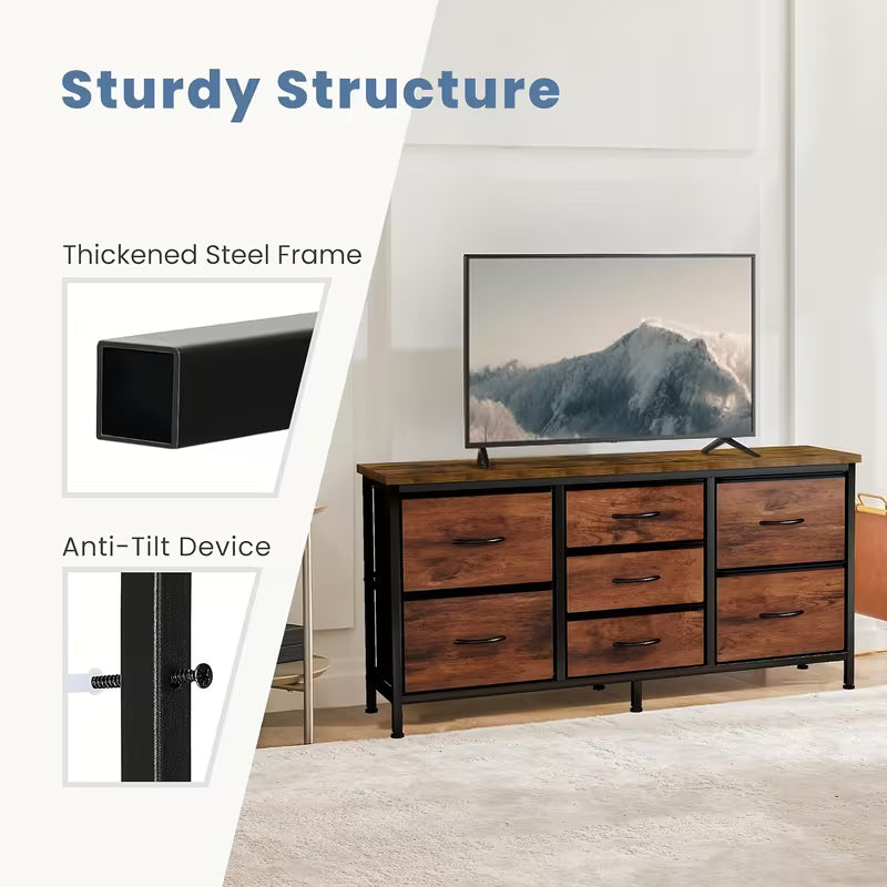 6/7 Drawer Storage Dresser with Wooden Top