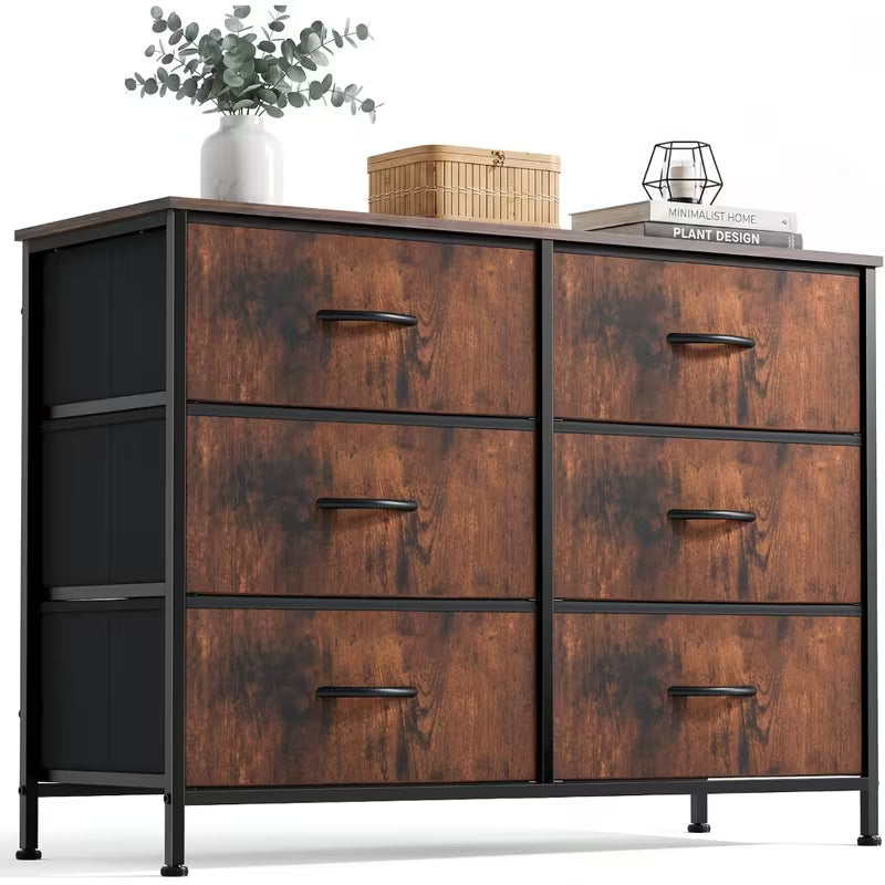 6/7 Drawer Storage Dresser with Wooden Top