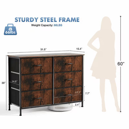 6/7 Drawer Storage Dresser with Wooden Top