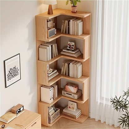 5-Tier Bamboo Bookshelf with Adjustable Shelves