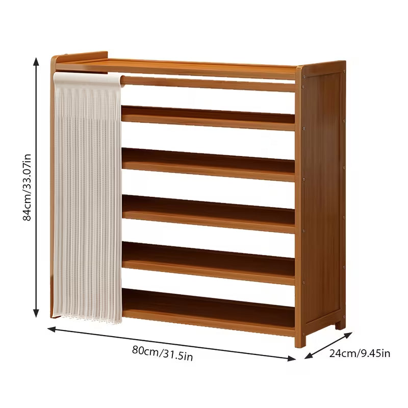 6-Tier Bamboo Shoe Rack with Dust Cover