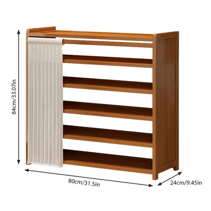 6-Tier Bamboo Shoe Rack with Dust Cover