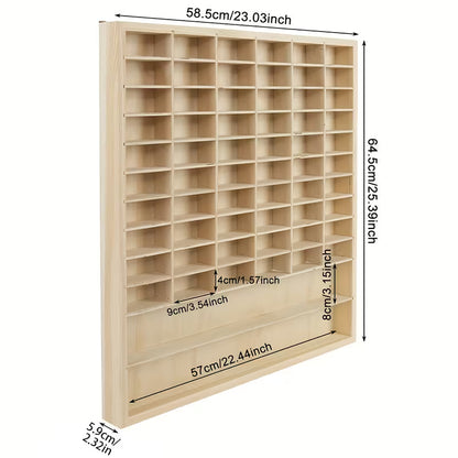 62-Compartment Wall-Mounted Wooden Display Shelf