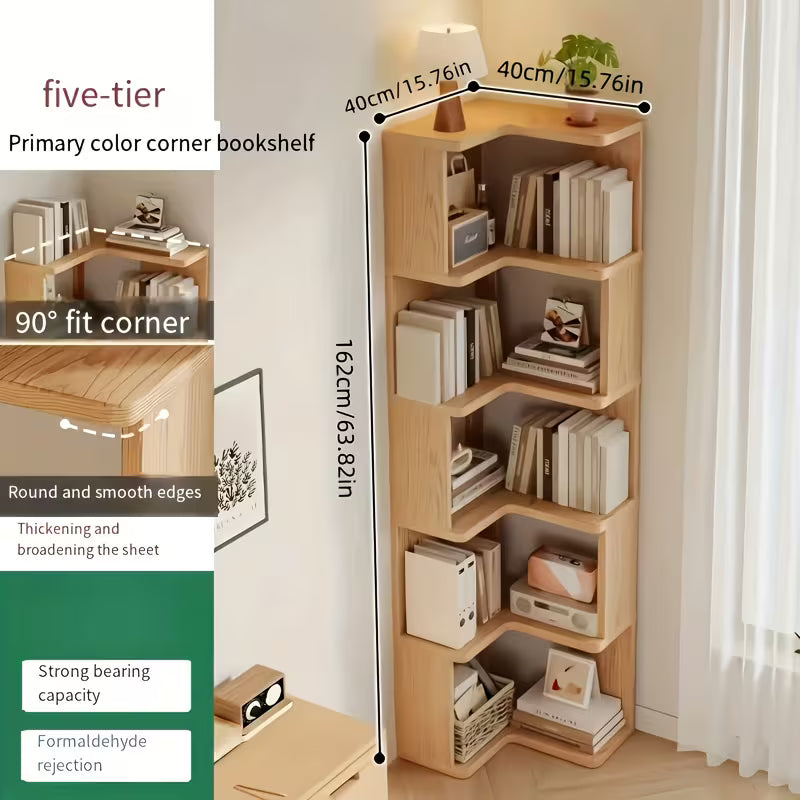 5-Tier Bamboo Bookshelf with Adjustable Shelves