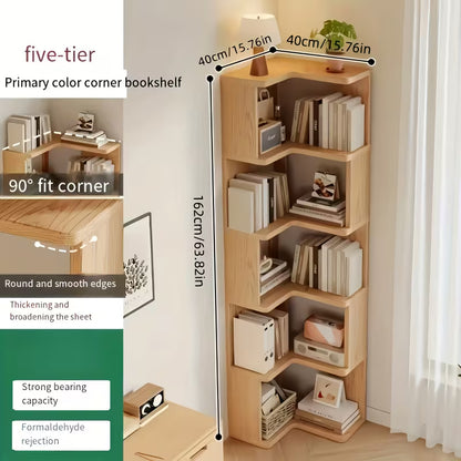 5-Tier Bamboo Bookshelf with Adjustable Shelves