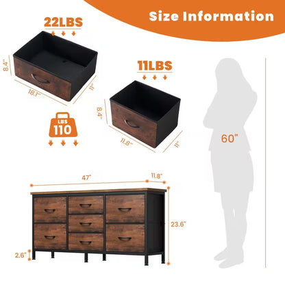 7-Drawer Storage Dresser with Wooden Top