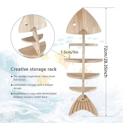 Wooden Fishbone Wall Storage Shelf