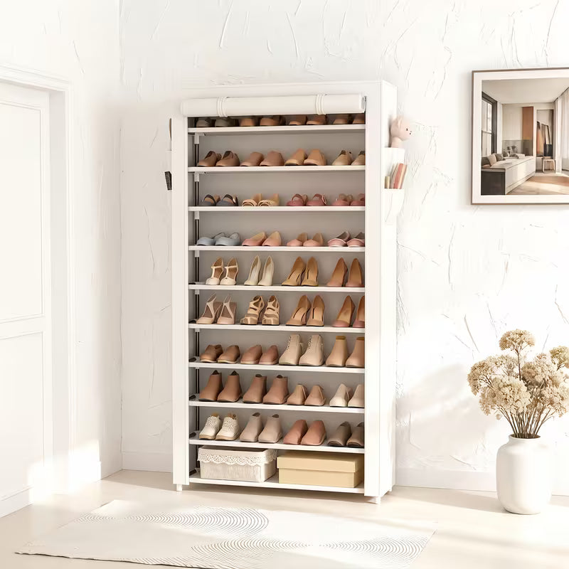 10-Tier Shoe Rack with Dust Cover