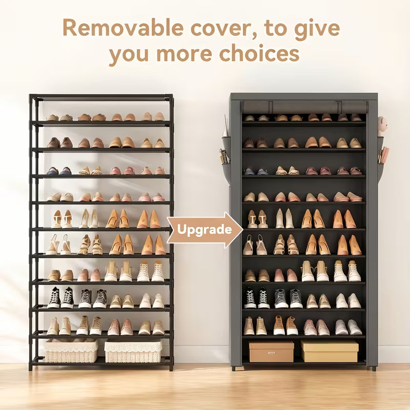 10-Tier Shoe Rack with Dust Cover