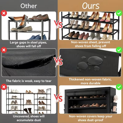 10-Tier Shoe Rack with Dust Cover