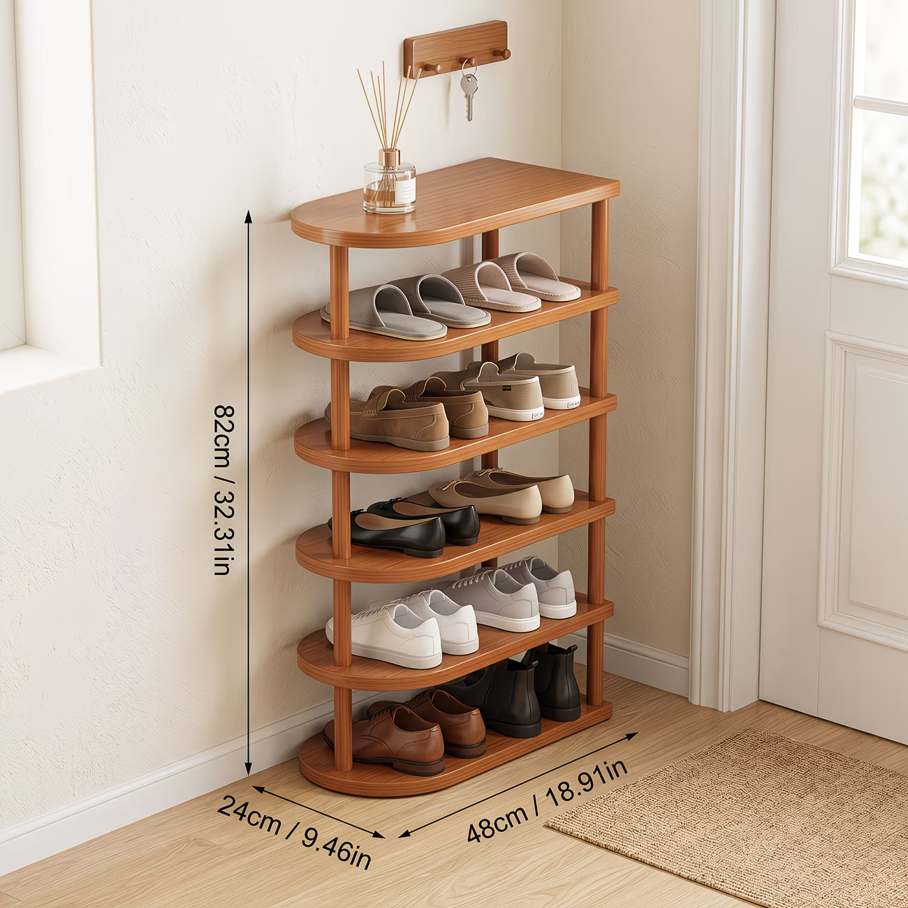 6/8-Tier Bamboo Corner Shoe Rack