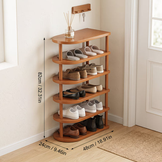 6/8-Tier Bamboo Corner Shoe Rack